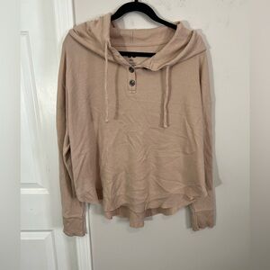 SO Cream Ribbed Thermal Hooded Top